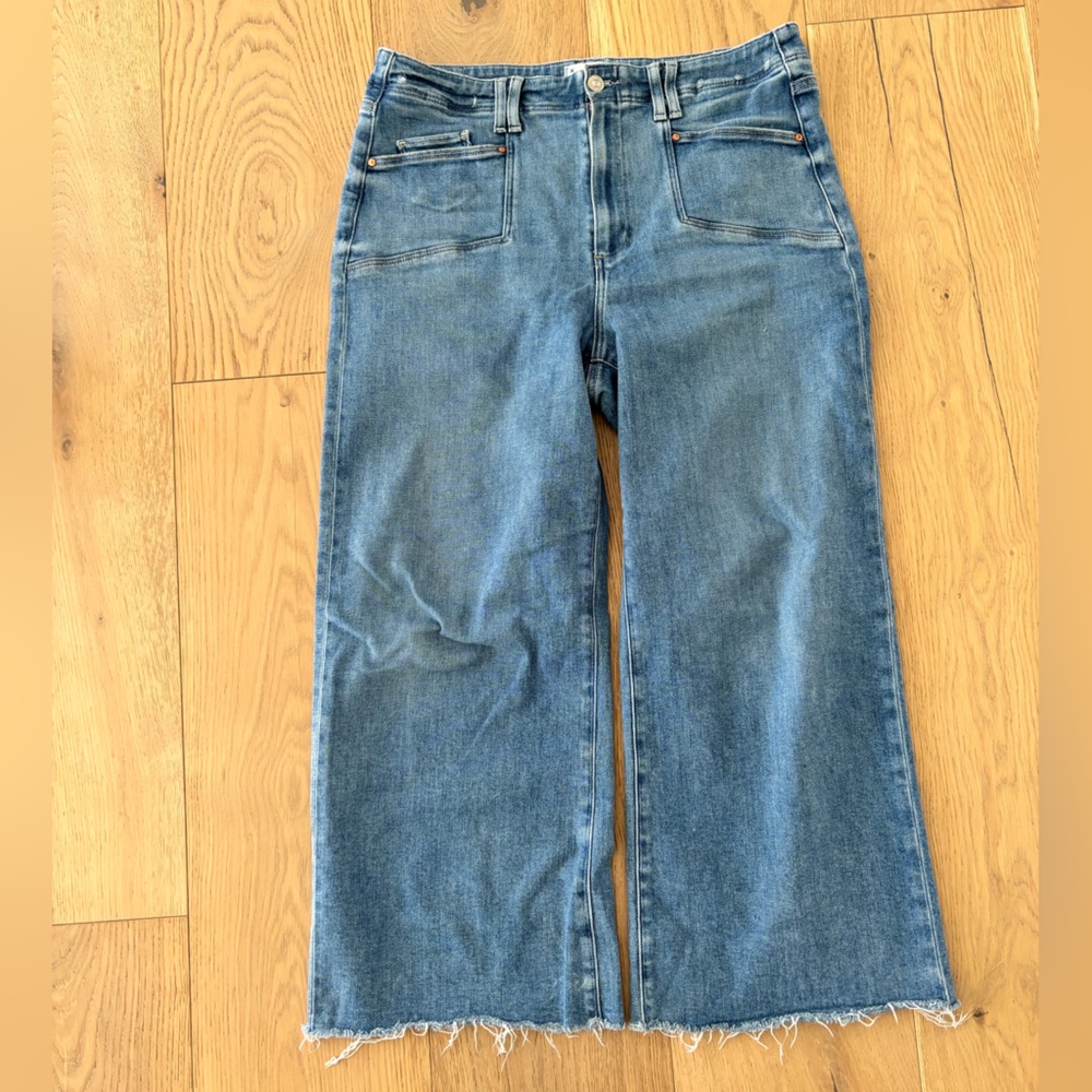 Paige Anessa High Rise Wide Leg Cropped Jeans